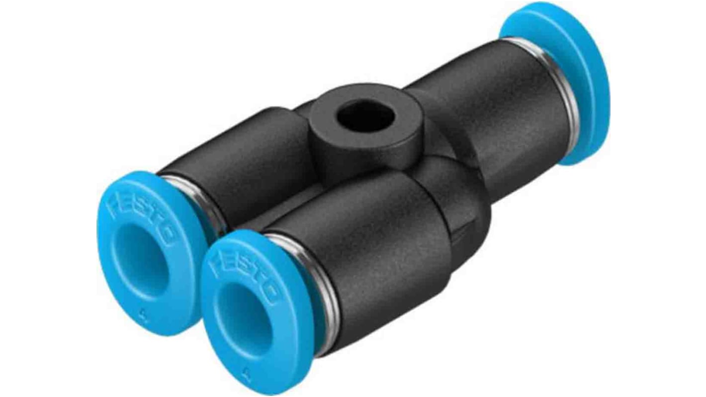 Festo QS Series Y Tube-to-Tube Adaptor, Push In 4 mm to Push In 4 mm, Tube-to-Tube Connection Style, 130786