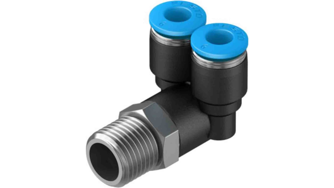 Festo Y Threaded Adaptor, Push In 6 mm to Push In 6 mm, Threaded-to-Tube Connection Style, 153174