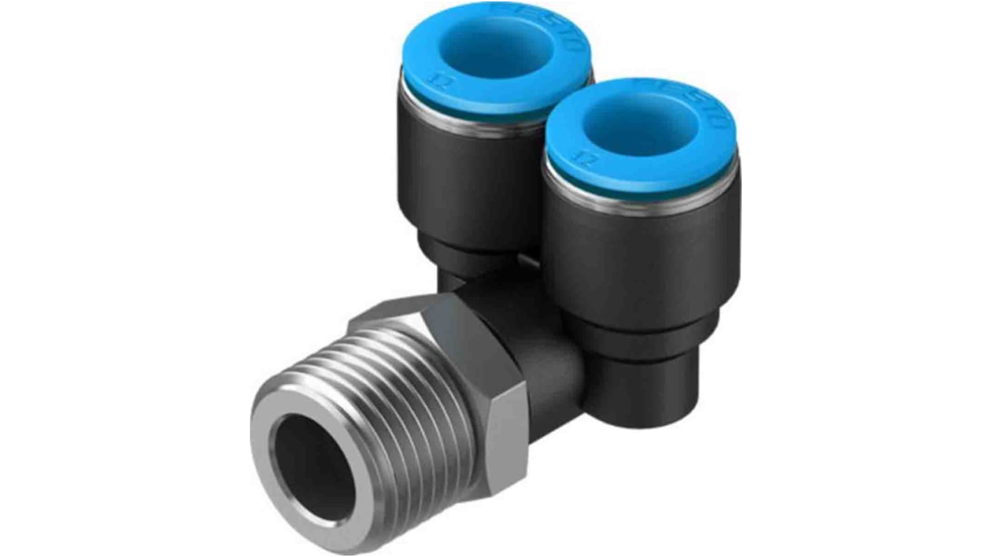 Festo Y Threaded Adaptor, Push In 12 mm to Push In 12 mm, Threaded-to-Tube Connection Style, 153181