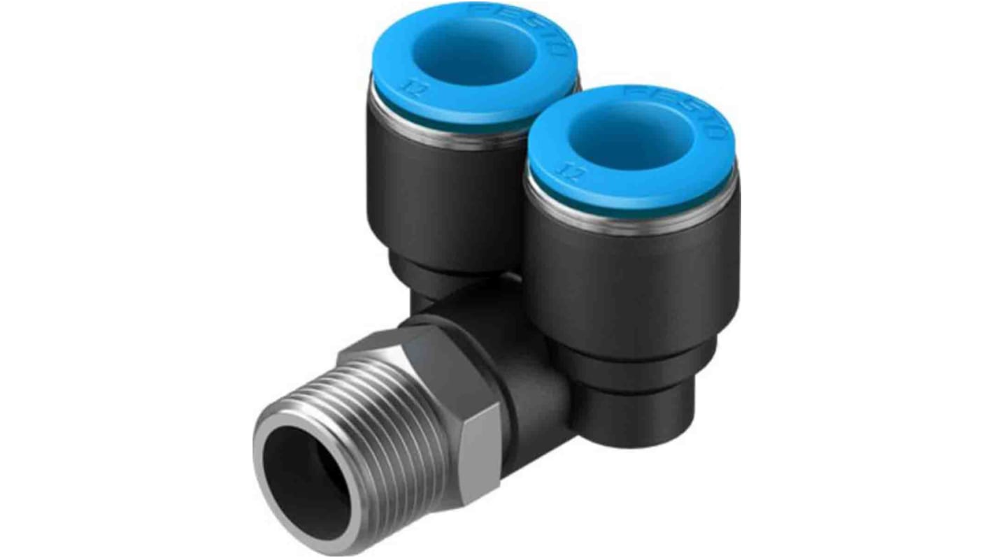 Festo Y Threaded Adaptor, Push In 12 mm to Push In 12 mm, Threaded-to-Tube Connection Style, 153180