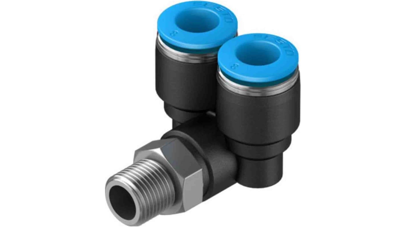 Festo Y Threaded Adaptor, Push In 8 mm to Push In 8 mm, Threaded-to-Tube Connection Style, 153175