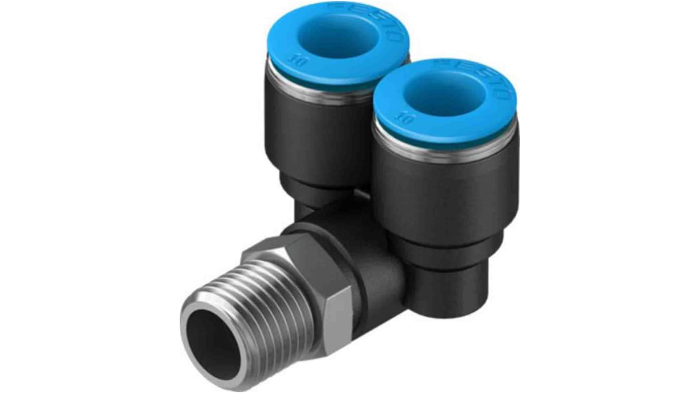 Festo Y Threaded Adaptor, Push In 10 mm to Push In 10 mm, Threaded-to-Tube Connection Style, 153178