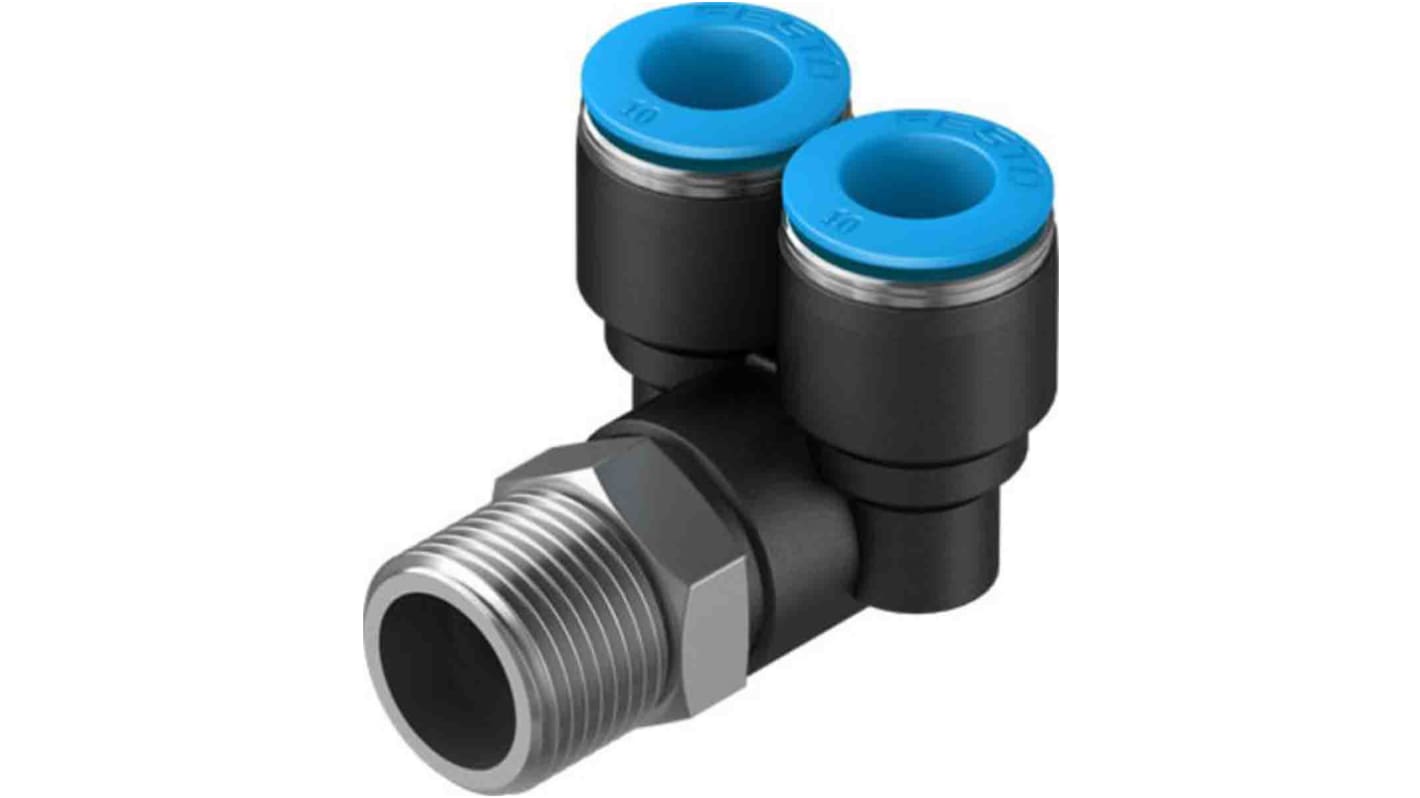 Festo Y Threaded Adaptor, Push In 10 mm to Push In 10 mm, Threaded-to-Tube Connection Style, 153179