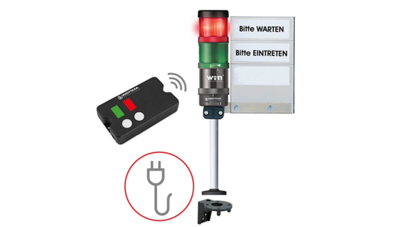 Columna de señalización Werma KombiSIGN 72, LED, con 2 elementos Verde, Rojo, 230 V