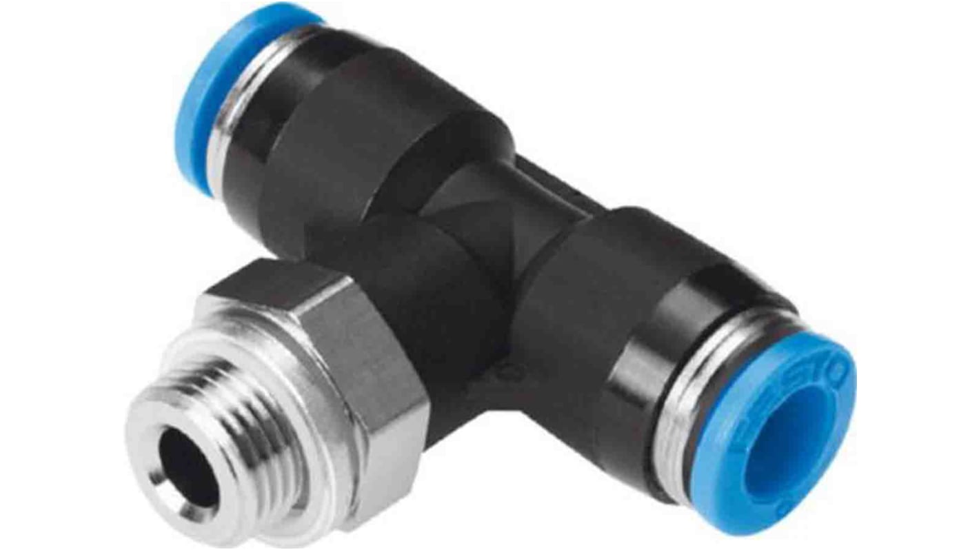 Festo Tee Threaded Adaptor, Push In 12 mm to Push In 12 mm, Threaded-to-Tube Connection Style, 132597