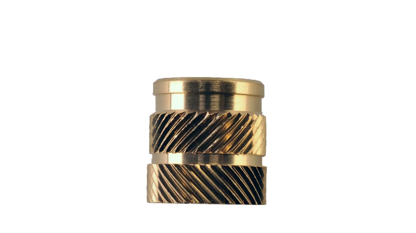 RS PRO, M5 Brass Threaded Insert, 7.1mm diameter 6.4mm Depth 9.5mm