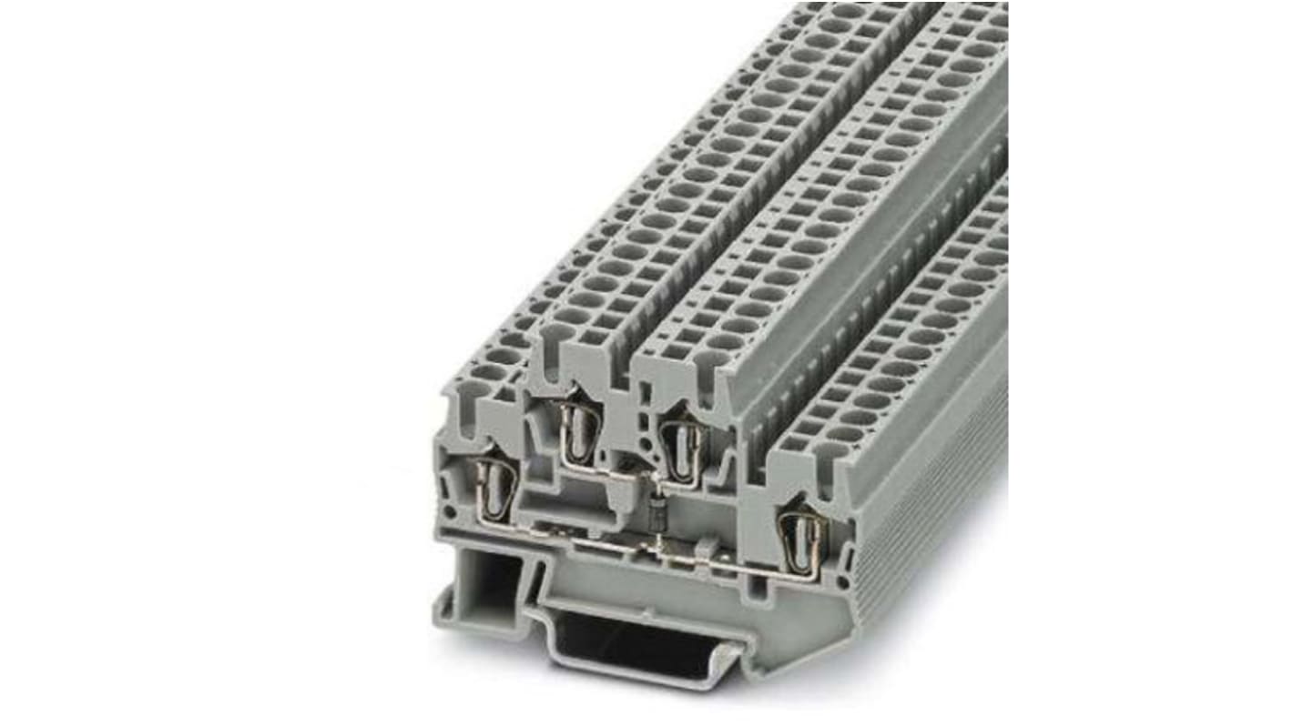 Phoenix Contact STTB Series Grey DIN Rail Terminal Block, Spring Clamp Termination