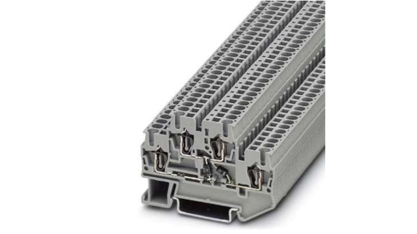 Phoenix Contact STTB Series Grey DIN Rail Terminal Block, Spring Clamp Termination