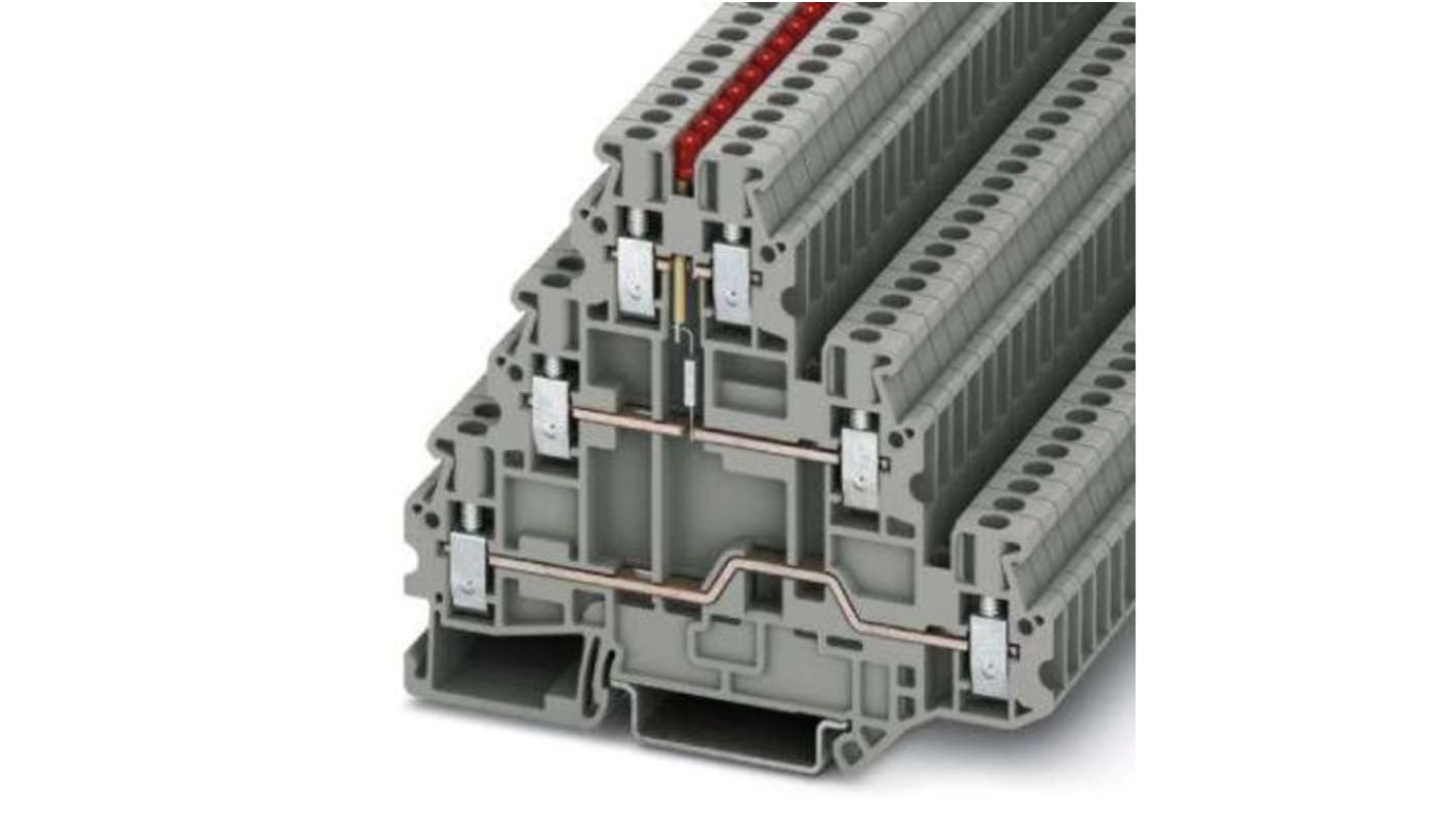 Phoenix Contact UT Series Grey DIN Rail Terminal Block, Screw Termination