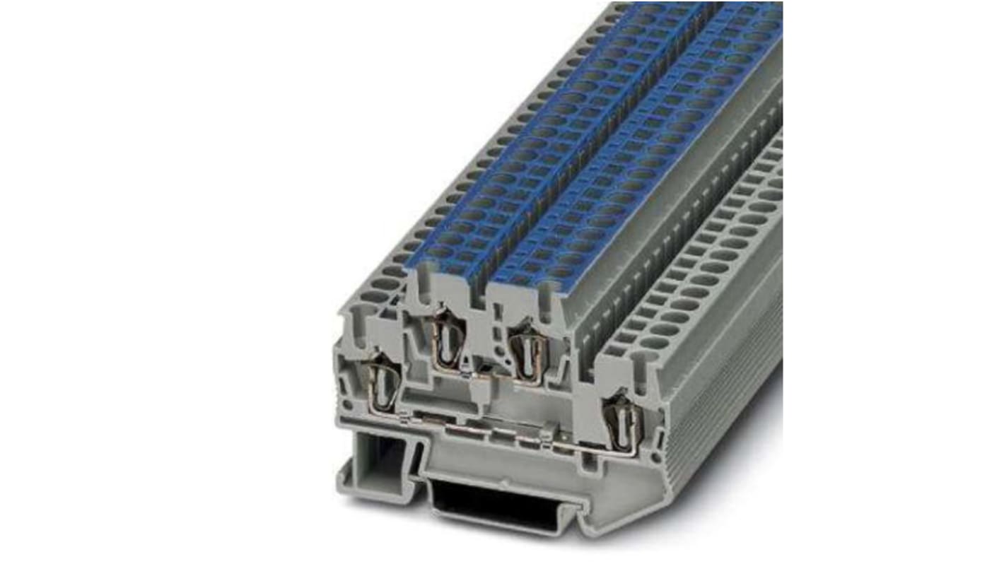 Phoenix Contact STTB Series Grey DIN Rail Terminal Block, Spring Clamp Termination