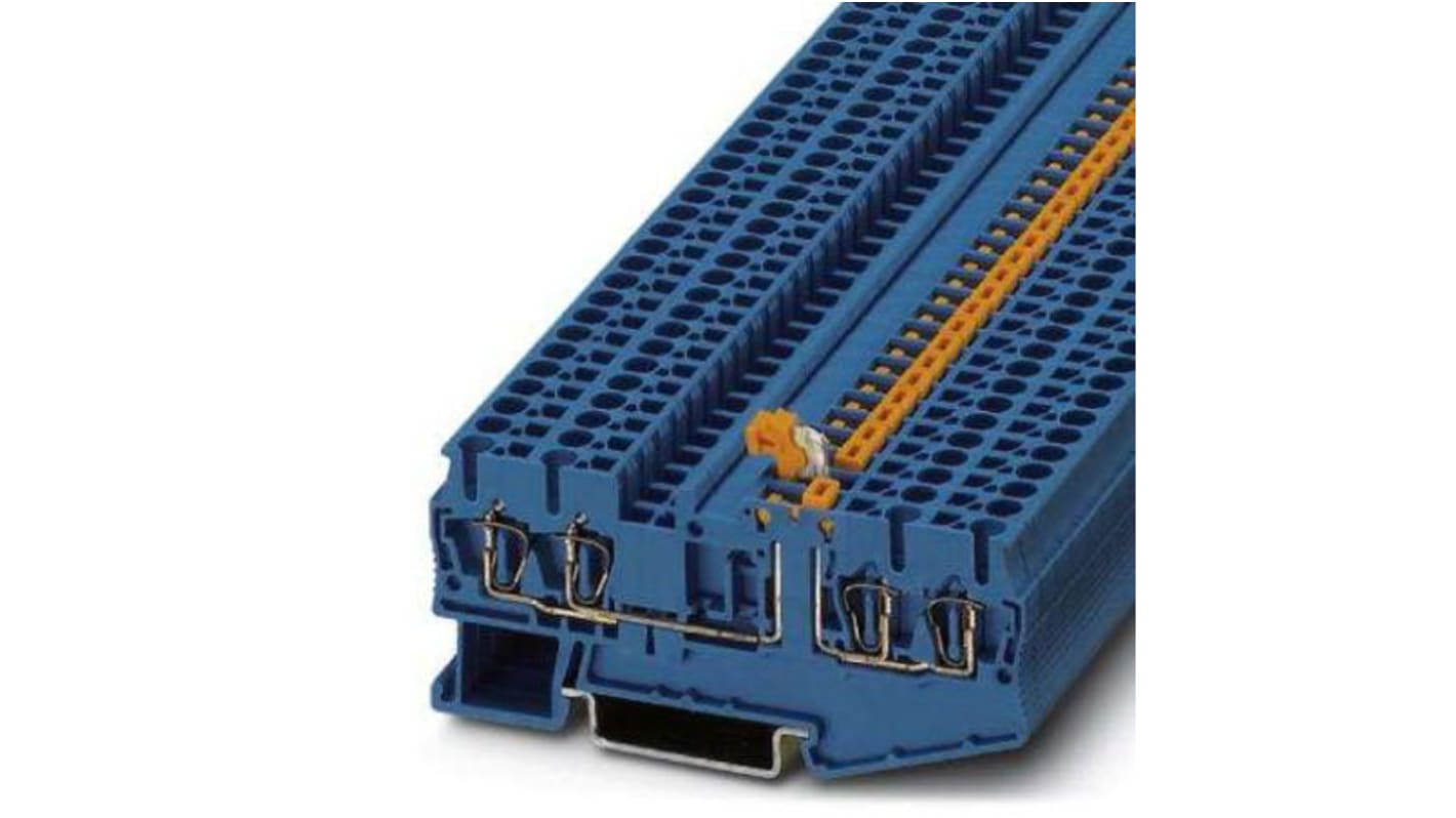 Phoenix Contact ST Series Blue DIN Rail Terminal Block, Spring Clamp Termination