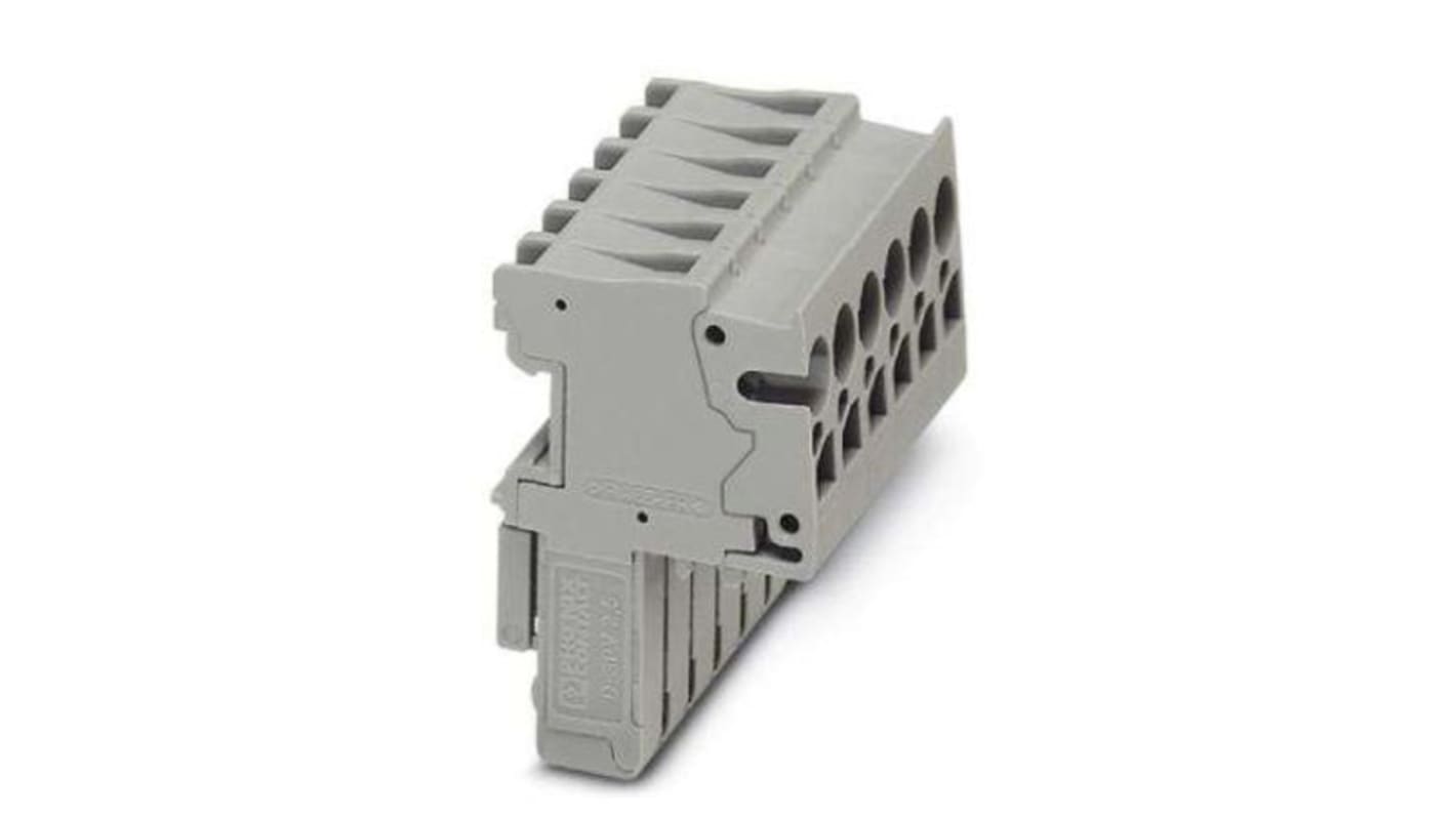 Phoenix Contact 6 Way Pluggable Terminal Block, Plug, DIN Rail, Spring Cage Termination