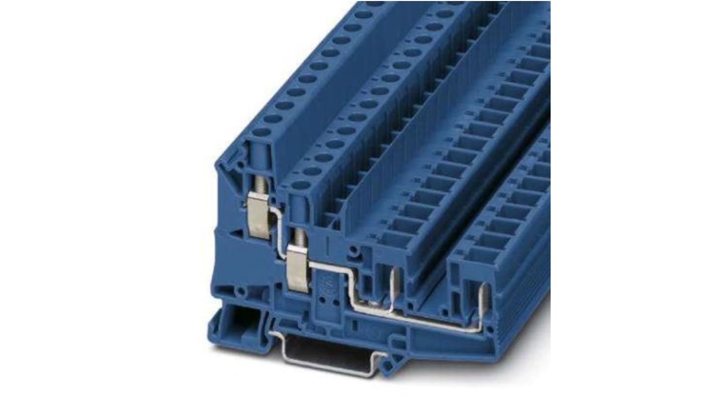 Bloc de jonction rail DIN Phoenix Contact UT 6, 0.2 → 10mm², A visser, Bleu