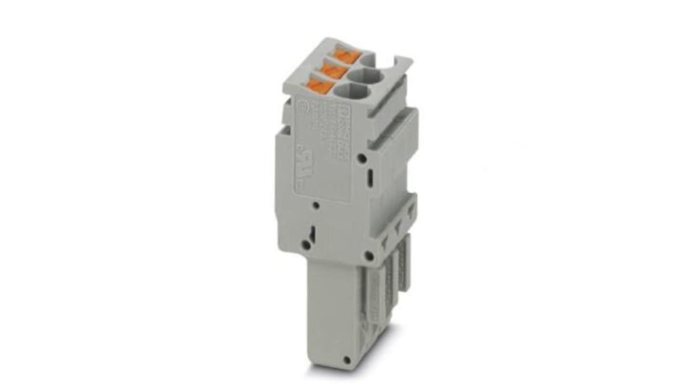 Phoenix Contact Not Applicable Pitch Pluggable Terminal Block, Plug, DIN Rail, Push In Termination