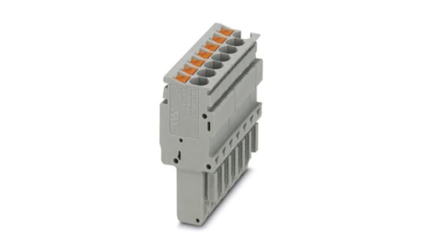 Phoenix Contact 5.2mm Pitch 7 Way Pluggable Terminal Block, Plug, DIN Rail, Push In Termination