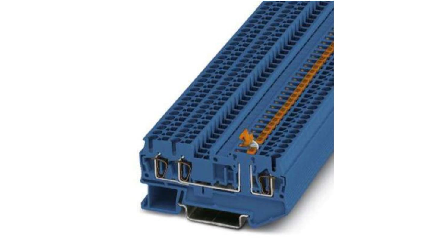 Phoenix Contact ST Series Blue DIN Rail Terminal Block, Spring Clamp Termination