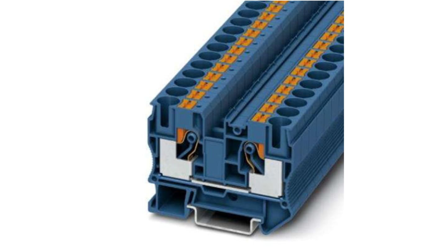 Bloc de jonction rail DIN Phoenix Contact PT 10, 0.5 → 16mm², Enfichable, Bleu