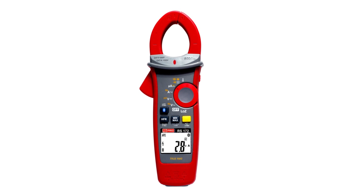 RS PRO Clamp Meter Bluetooth, Max Current 600A ac CAT III 1000V RS