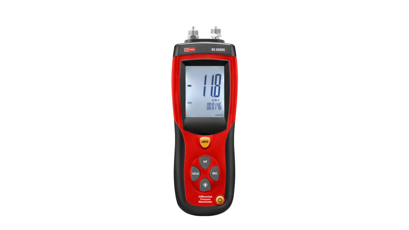 RS PRO RS-8890G Differential Manometer With 2 Pressure Port/s, Max Pressure Measurement 10bar With RS Calibration