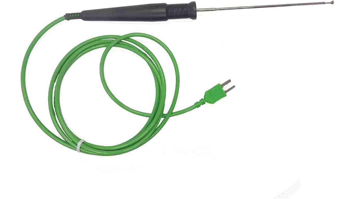 Sonda de temperatura de Superficie tipo K RS PRO, hasta 600 °C. ±1,5 °C (±0,25 %), Ø 4mm x 150mm, cable de 1.2m