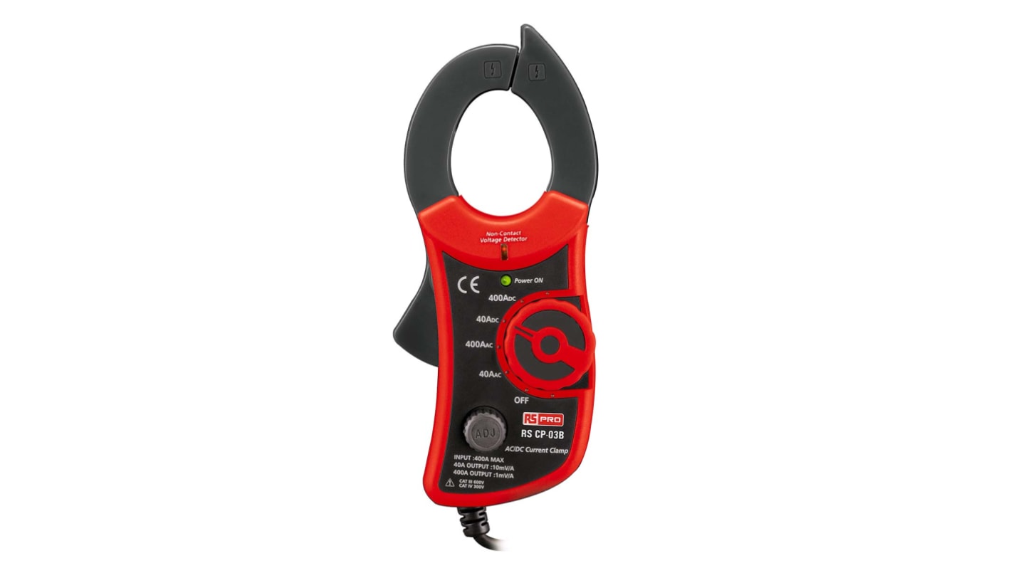 RS PRO RS CP-03B Multimeter Current Clamp Adapter, 400A DC Max, AC/DC Adapter, 400A ac AC Max, Current Output - RS