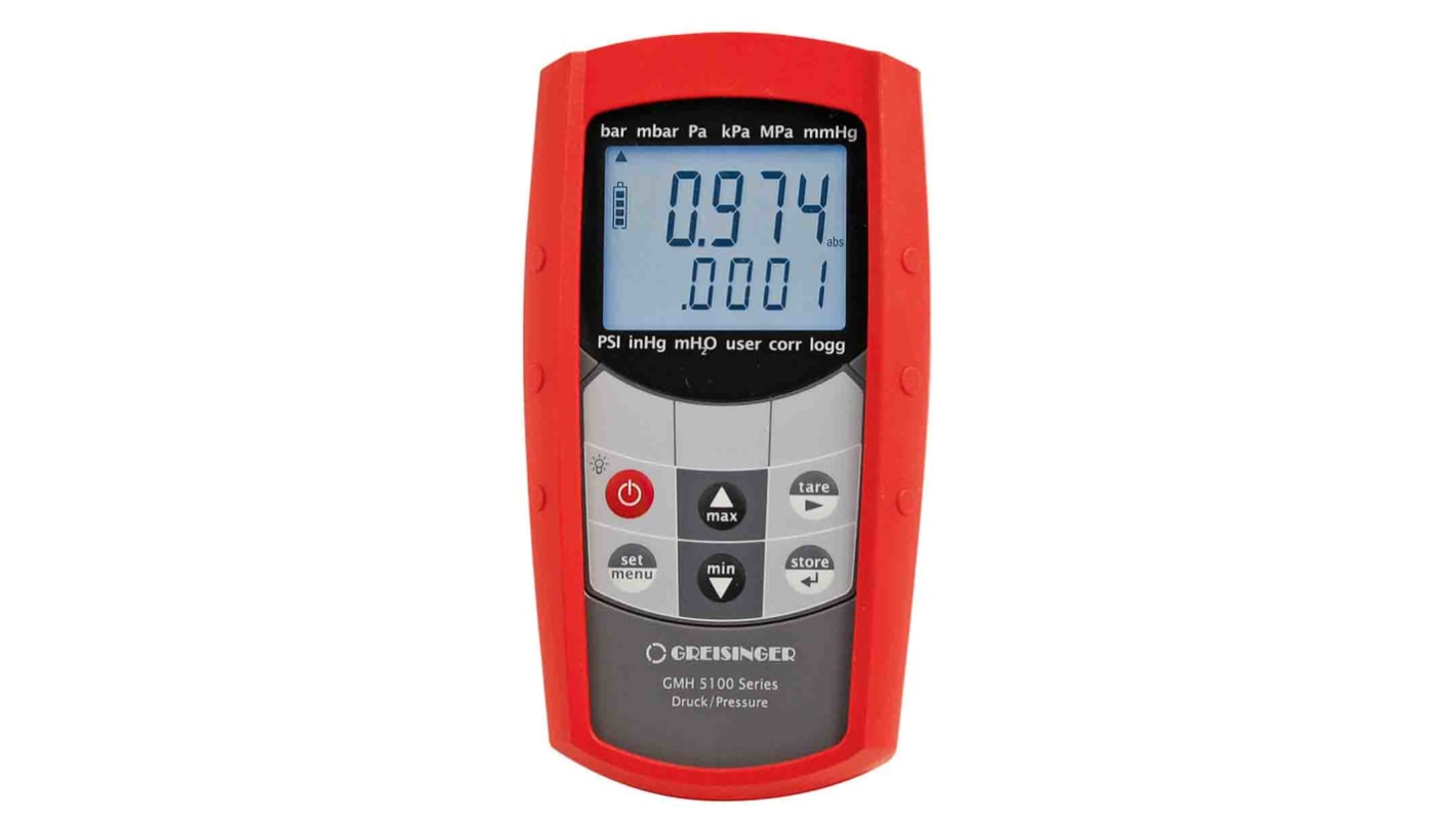 Manómetro RS PRO RS MH 5130 + RS GMSD 350, calibrado RS, presión de -0.199bar → 0.35bar