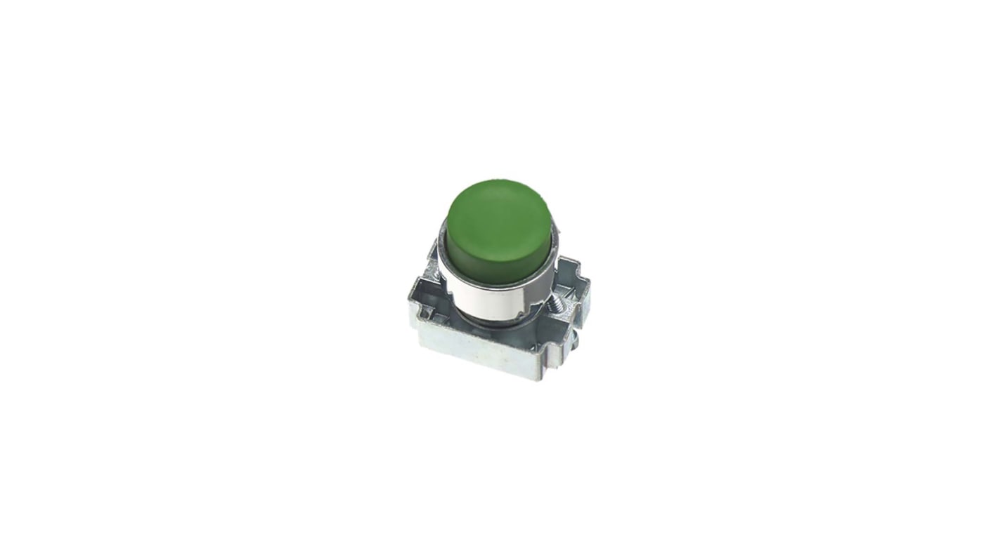 Tête de bouton poussoir RS PRO Vert, Ø découpe 22mm, Momentané