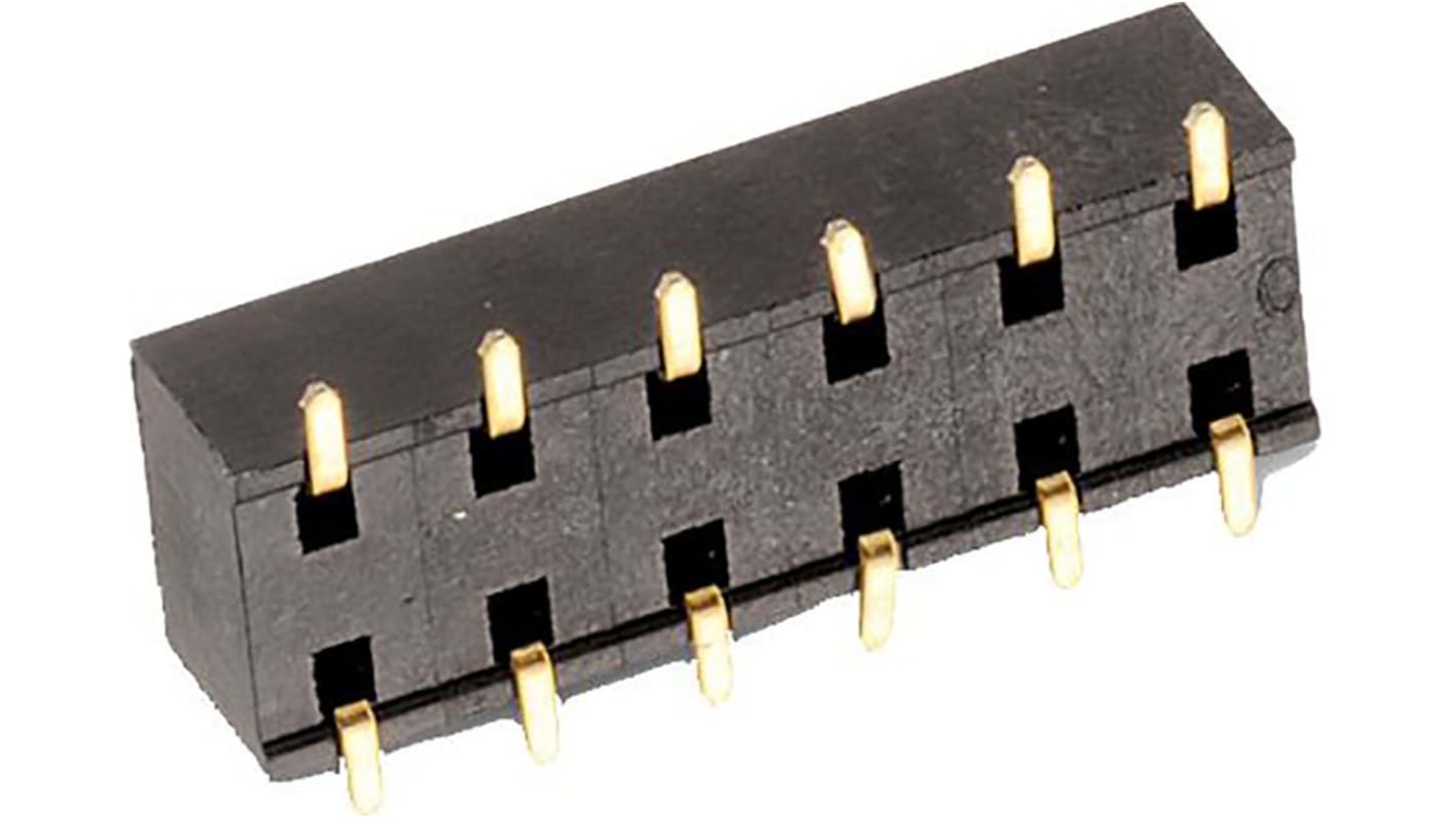 Conector hembra para PCB Wurth Elektronik serie WR-PHD 6.100, de 4 vías en 2 filas, paso 2.54, Montaje Superficial,