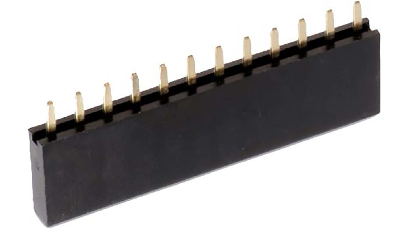 Conector hembra para PCB Wurth Elektronik serie WR-PHD 6130, de 9 vías en 1 fila, paso 2.54mm, Montaje en orificio