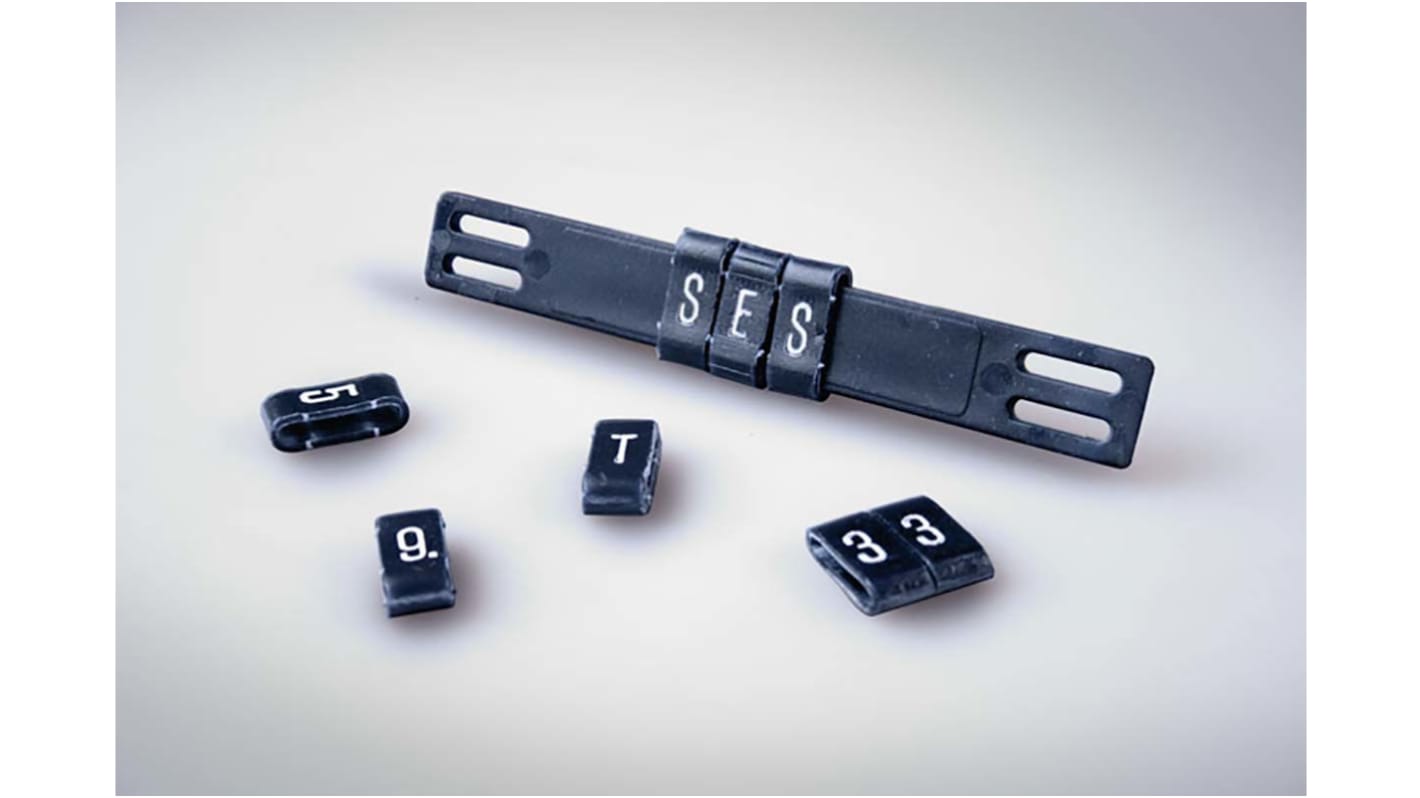 SES Sterling PLIO M-65 PP MDE Kabel-Markierer, aufsteckbar, Beschriftung: E, Weiß auf Blau, Ø 9mm - 109mm