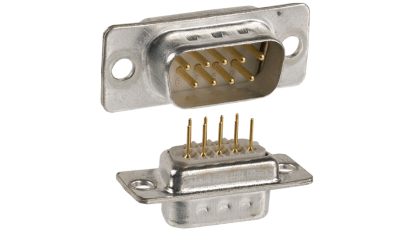Norcomp 172 9 Way Panel Mount D-sub Connector Plug, 10.9mm Pitch