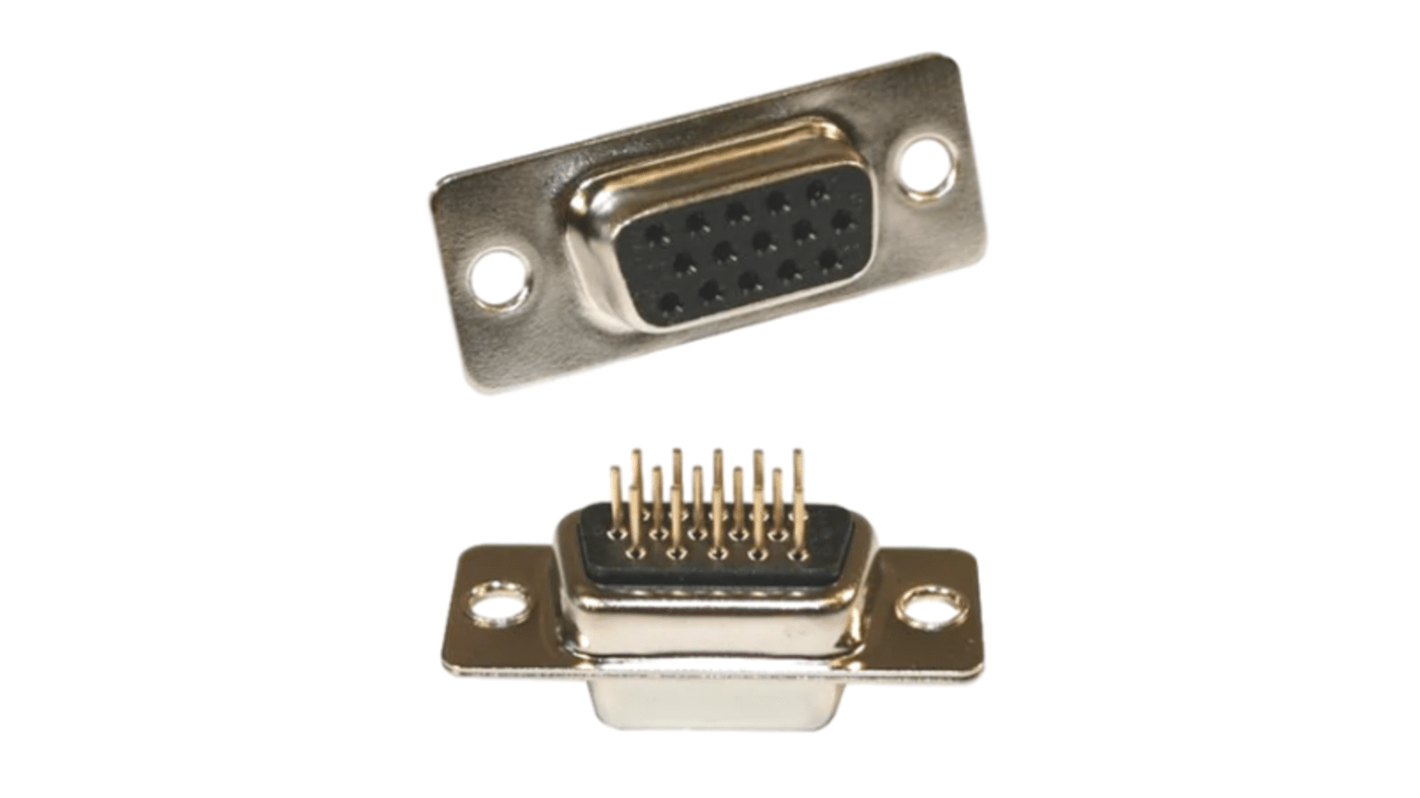 Norcomp 180 15 Way Panel Mount D-sub Connector Plug, 2.29mm Pitch