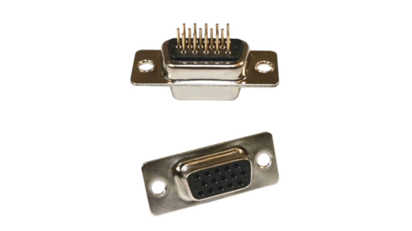 Norcomp 180 15 Way Panel Mount D-sub Connector Socket, 2.29mm Pitch