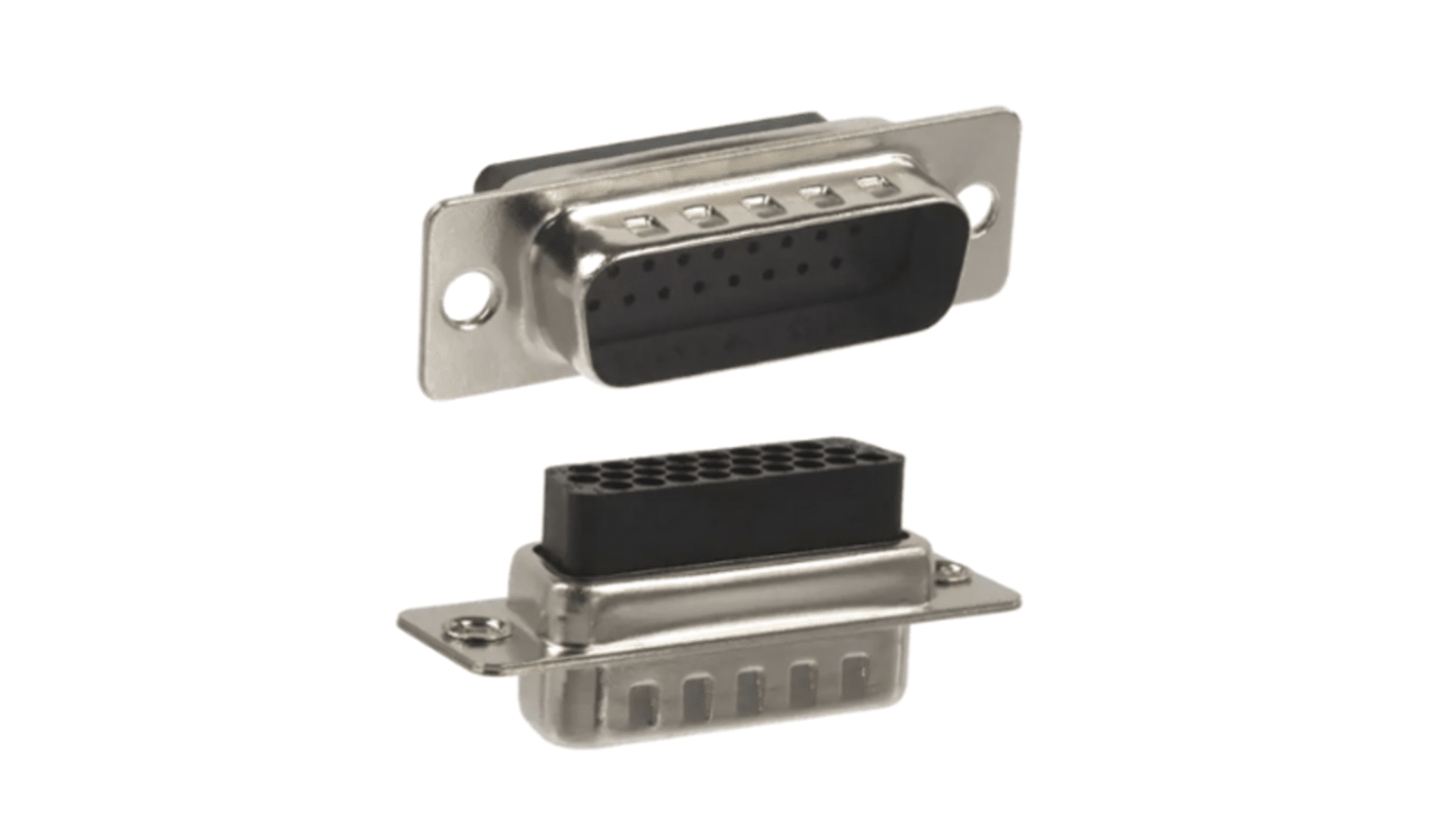 Norcomp 180 26 Way Panel Mount D-sub Connector Plug, 2.28mm Pitch