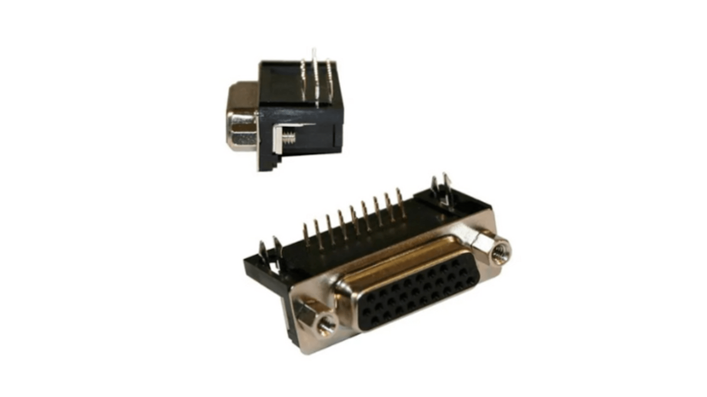 Norcomp 181 26 Way Right Angle Panel Mount D-sub Connector Plug, 2.28mm Pitch, with 4-40 Screw Locks/Boardlocks