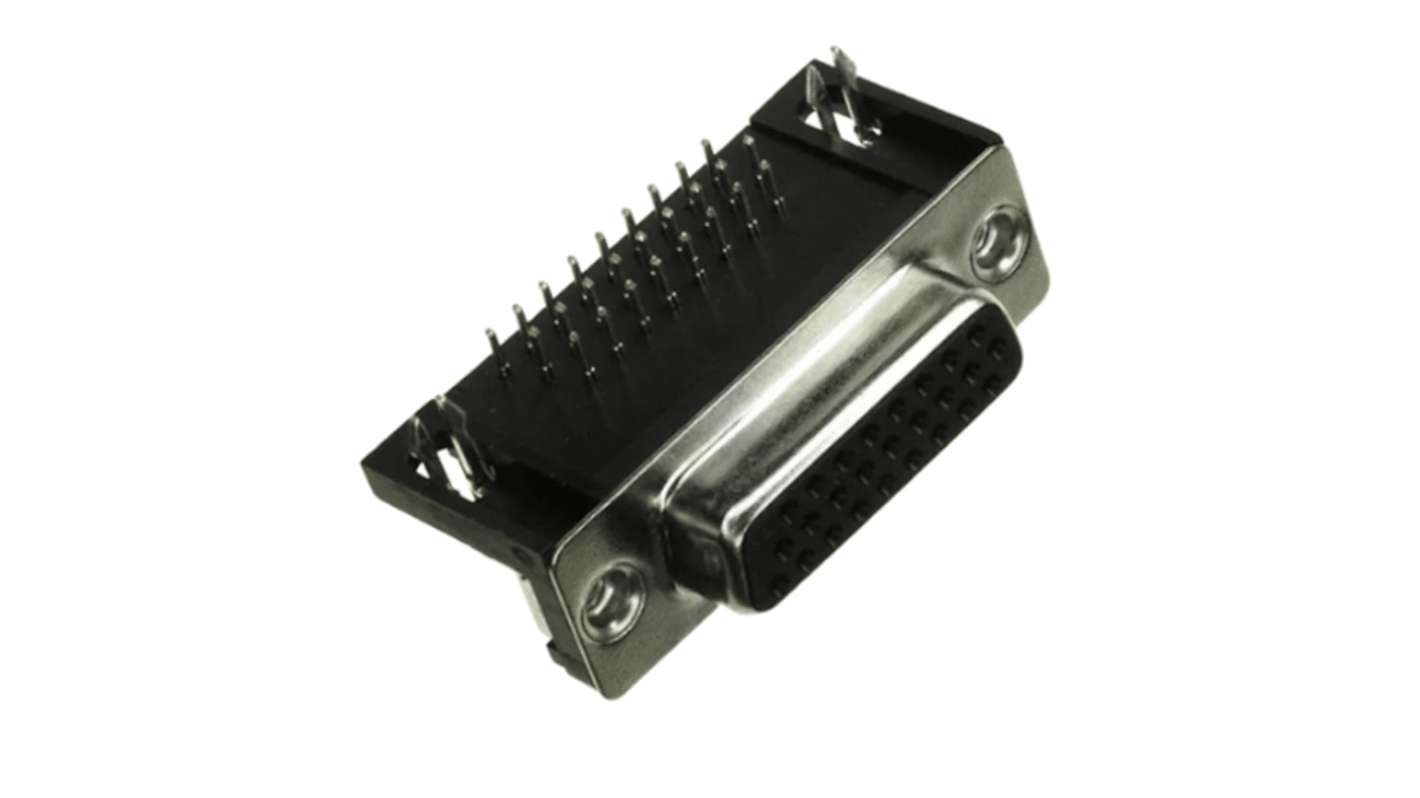 Norcomp 181 26 Way Right Angle Panel Mount D-sub Connector Socket, 2.28mm Pitch, with Boardlocks