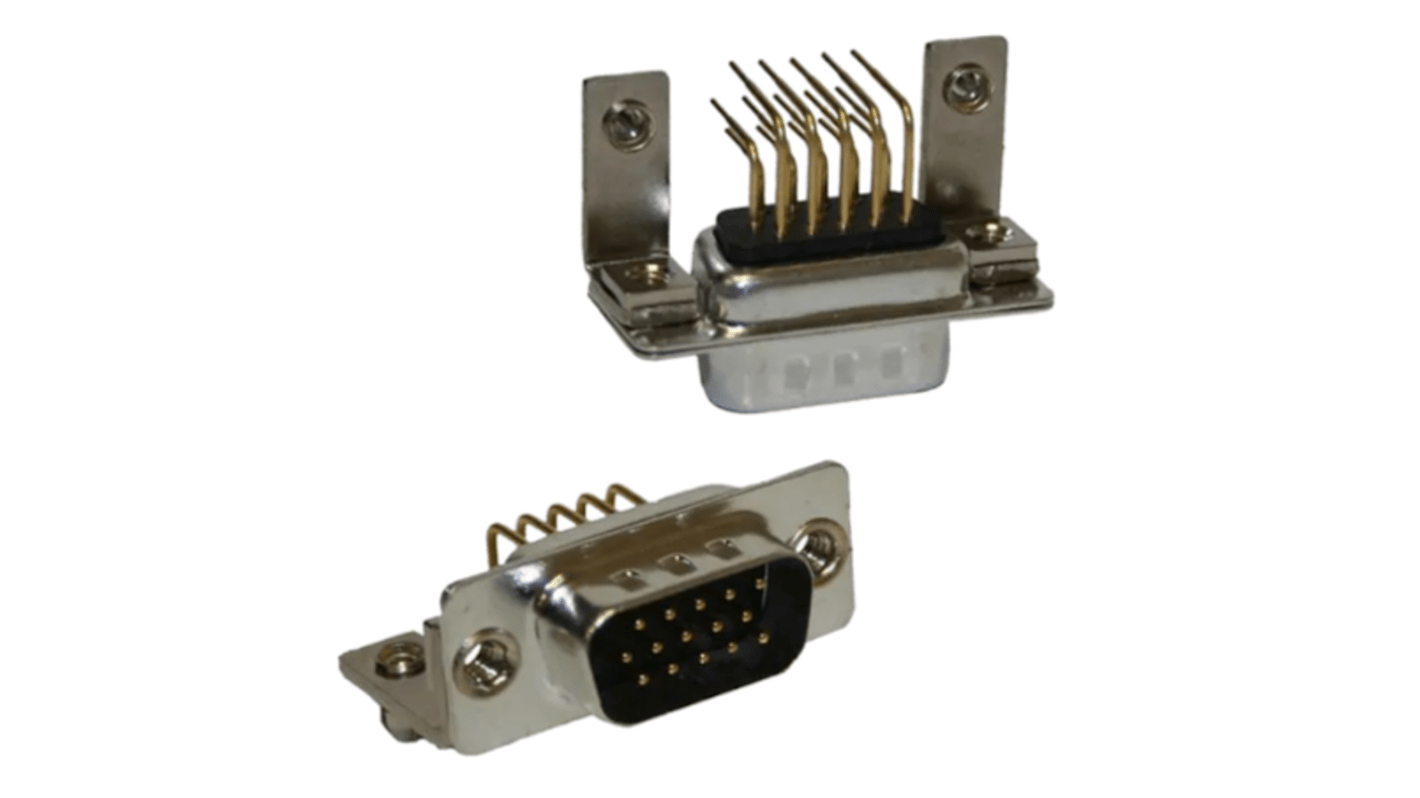 Norcomp 181 26 Way Right Angle Panel Mount D-sub Connector Plug, 2.28mm Pitch, with Boardlocks