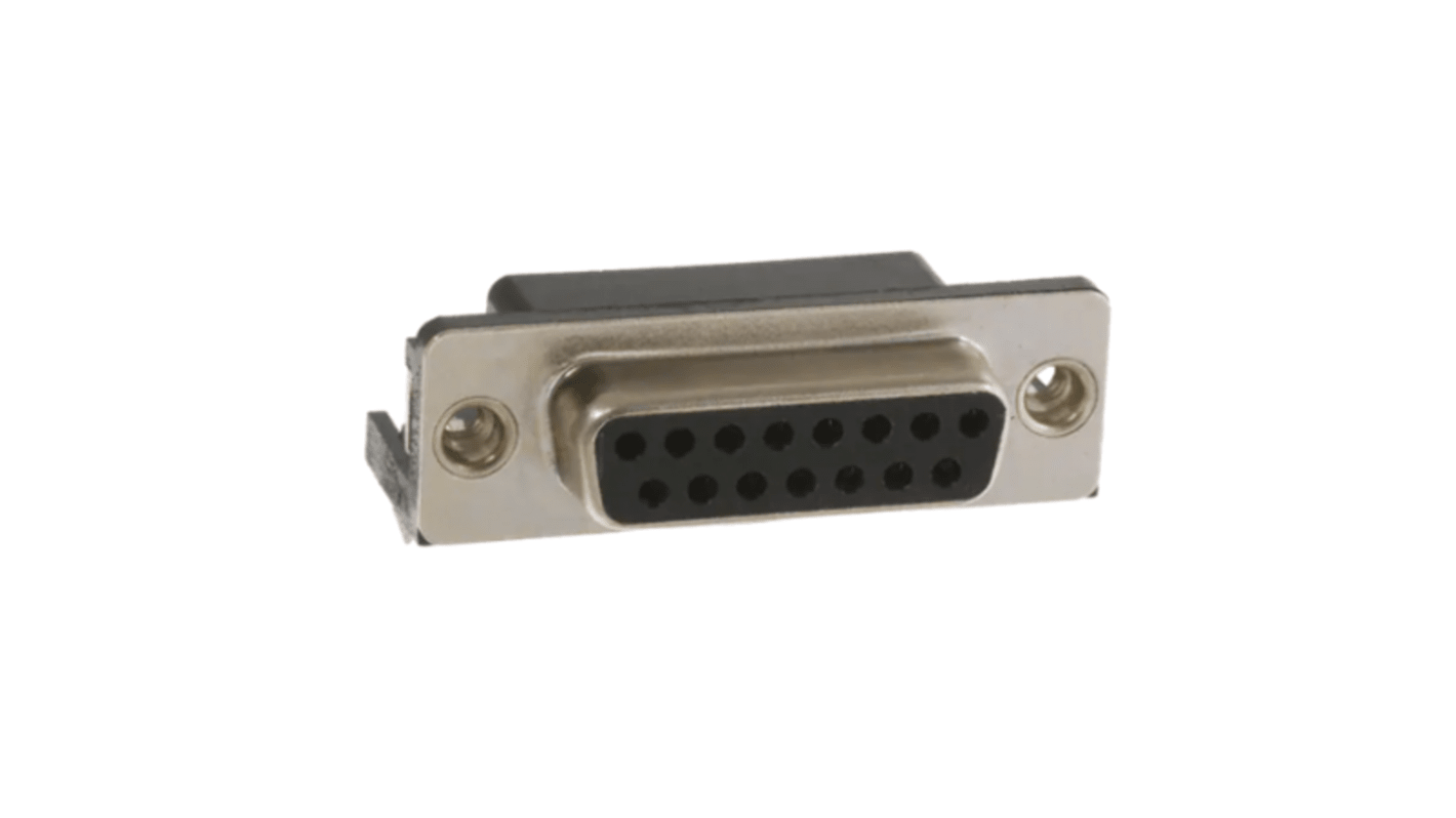 Norcomp 182 15 Way Right Angle Panel Mount D-sub Connector Socket, 2.75mm Pitch, with Boardlocks
