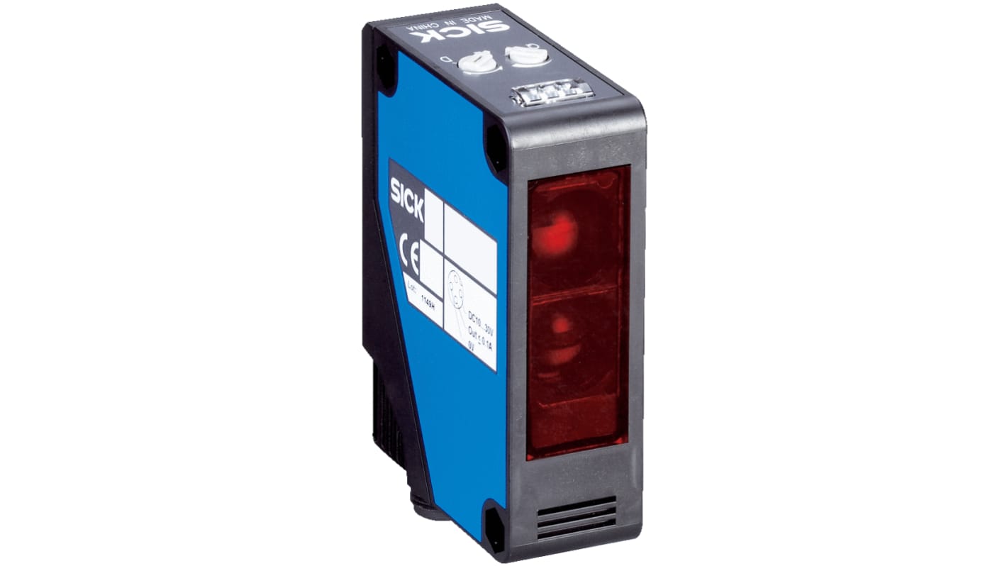 Fotocélula rectangular Sick, Sistema Reflex, alcance 12 m, salida PNP, Conector Cableado M12, IP66, IP67