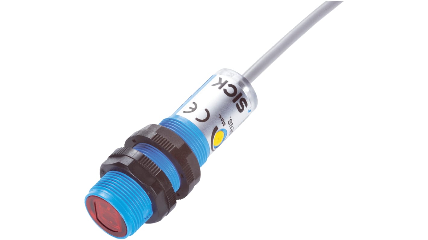 Sick Retroreflective Photoelectric Sensor, Barrel Sensor, 7 m Detection Range