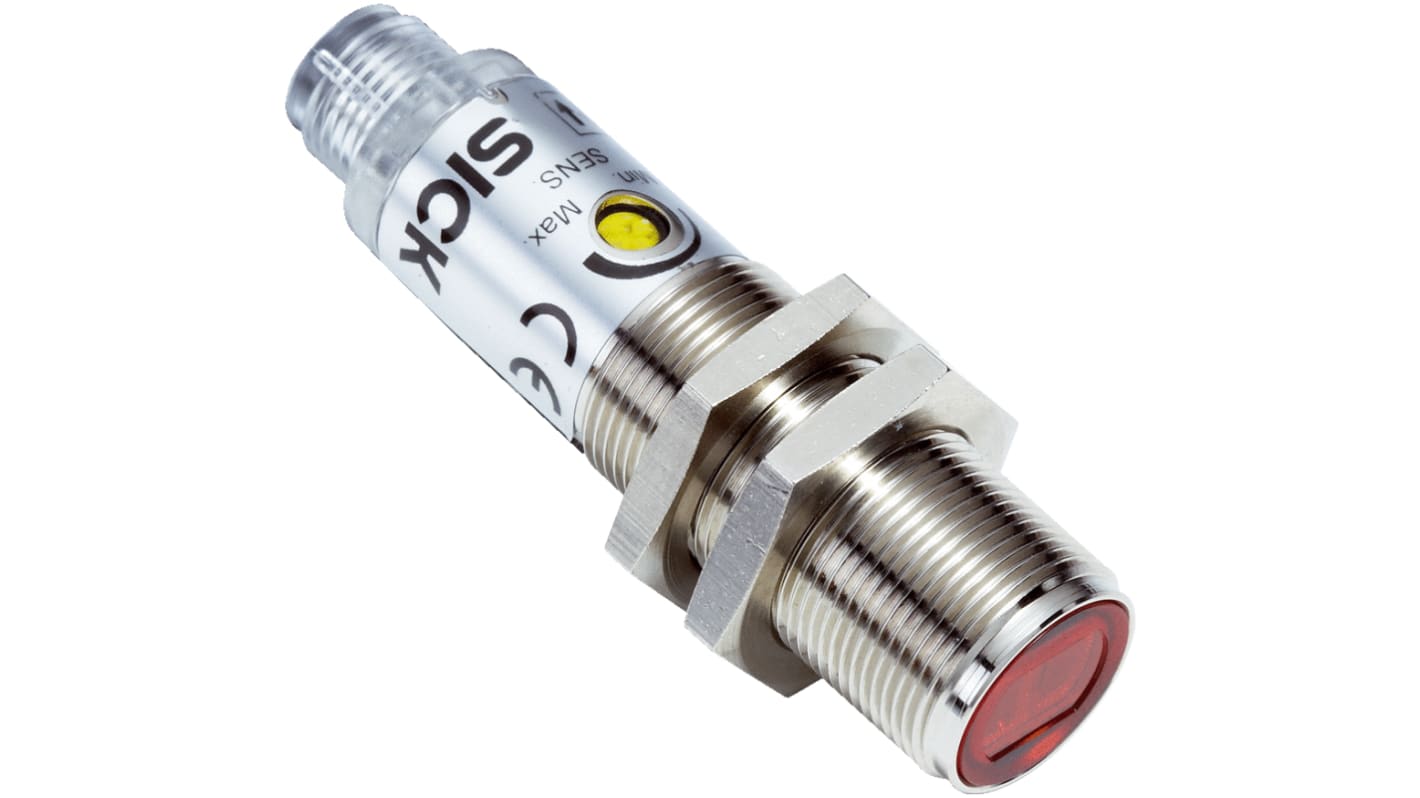 Sick V180-2 zylindrisch Optischer Sensor, Reflektierend, Bereich 7 m, NPN Ausgang, M12-Steckverbinder