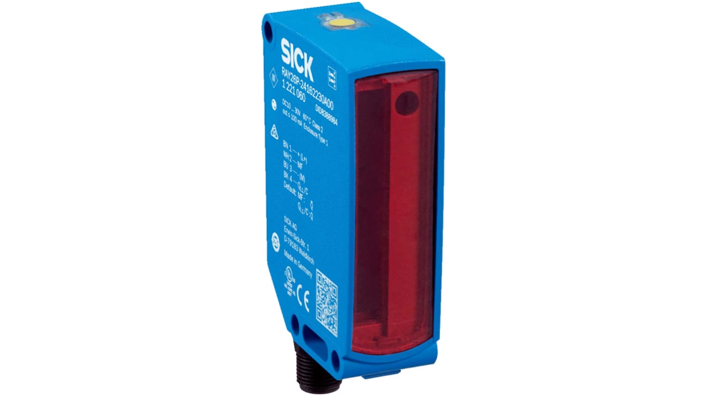 Fotocélula rectangular Sick, Sistema Reflex, alcance 4,5 m, salida NPN, PNP, EMPUJE/TRACCIÓN, Conector Cableado M12,