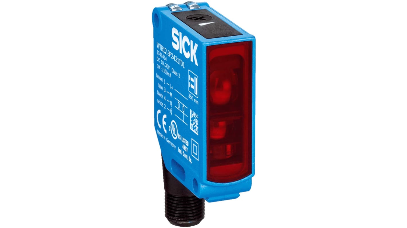 Fotocélula rectangular Sick, Sistema Reflex, alcance 7 m, salida PNP, Conector Cableado M12, IP66, IP67, IP69K