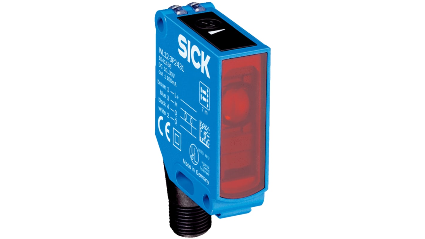 Fotocélula rectangular Sick, Sistema Reflex, alcance 7 m, salida NPN, Cable libre, IP66, IP67, IP69K