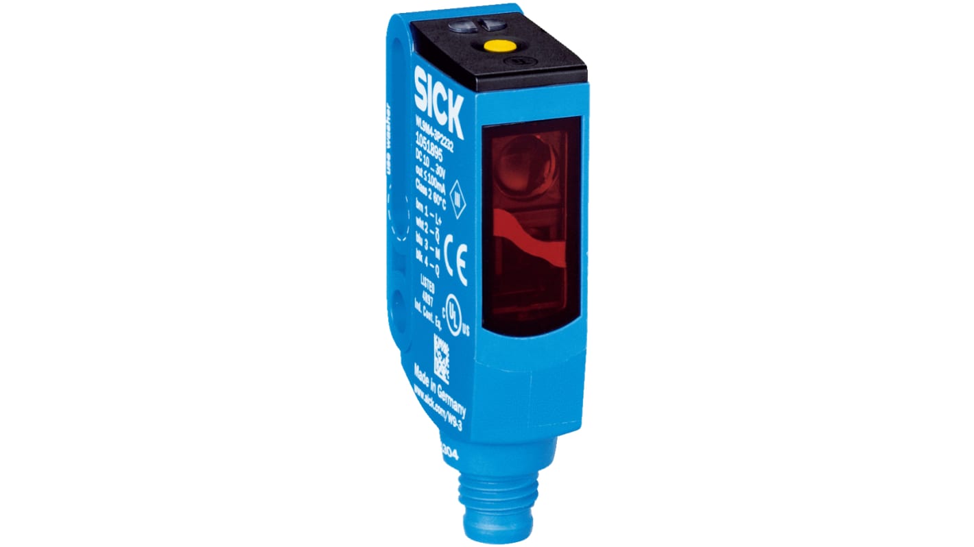 Fotocélula rectangular Sick, Sistema Reflex, alcance 5 m, salida PNP, Conector M8, IP66, IP67, IP69K