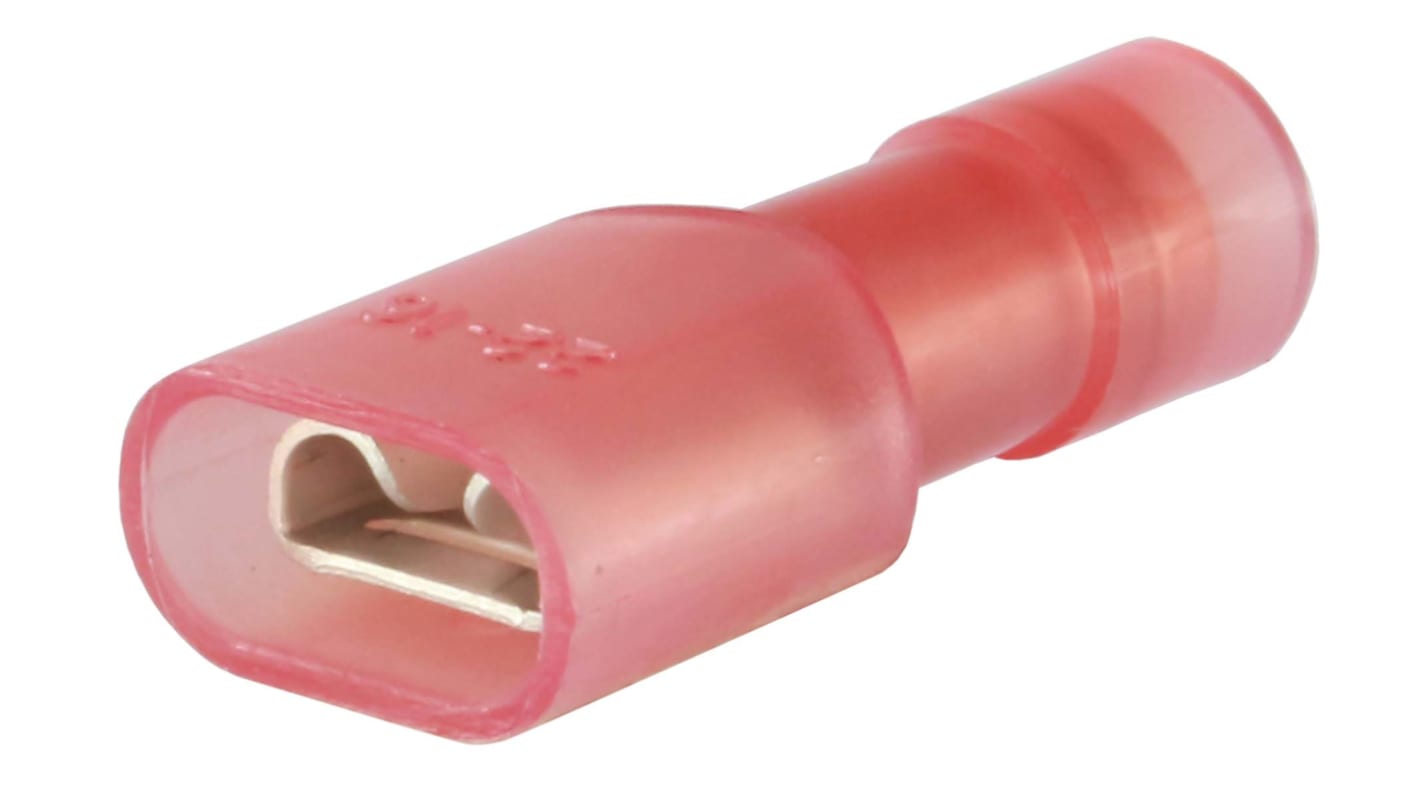 RS PRO Red Insulated Female Spade Connector, Double Crimp, 0.5 x 5.2mm Tab Size, 0.5mm² to 1.5mm²