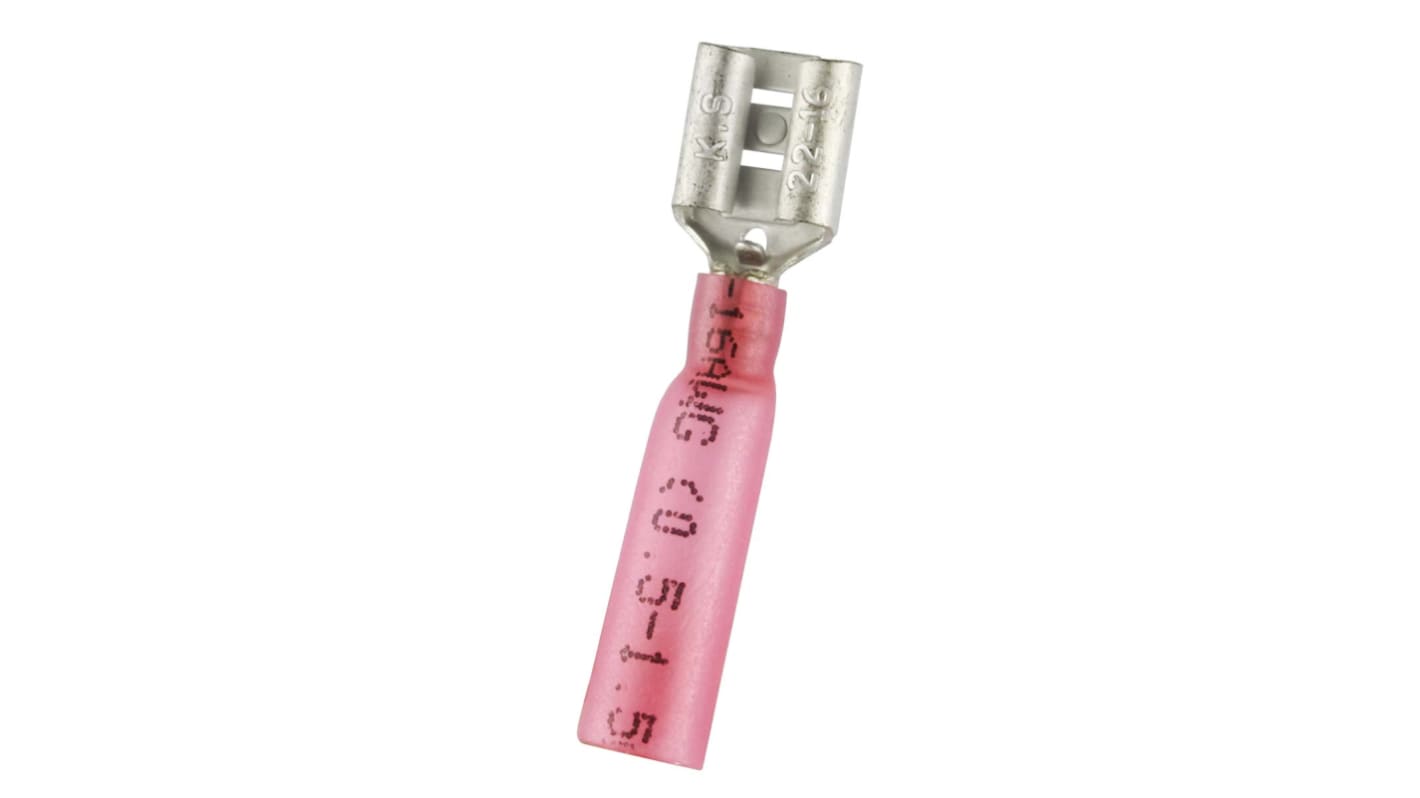 RS PRO Flachsteckhülse, 22 → 16 AWG, Rosa, Isoliert, 0.8 x 6.35mm, Buchse, 22AWG min