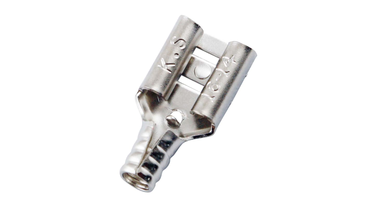 RS PRO Uninsulated Female Spade Connector, Receptacle, 0.8 x 6.35mm Tab Size