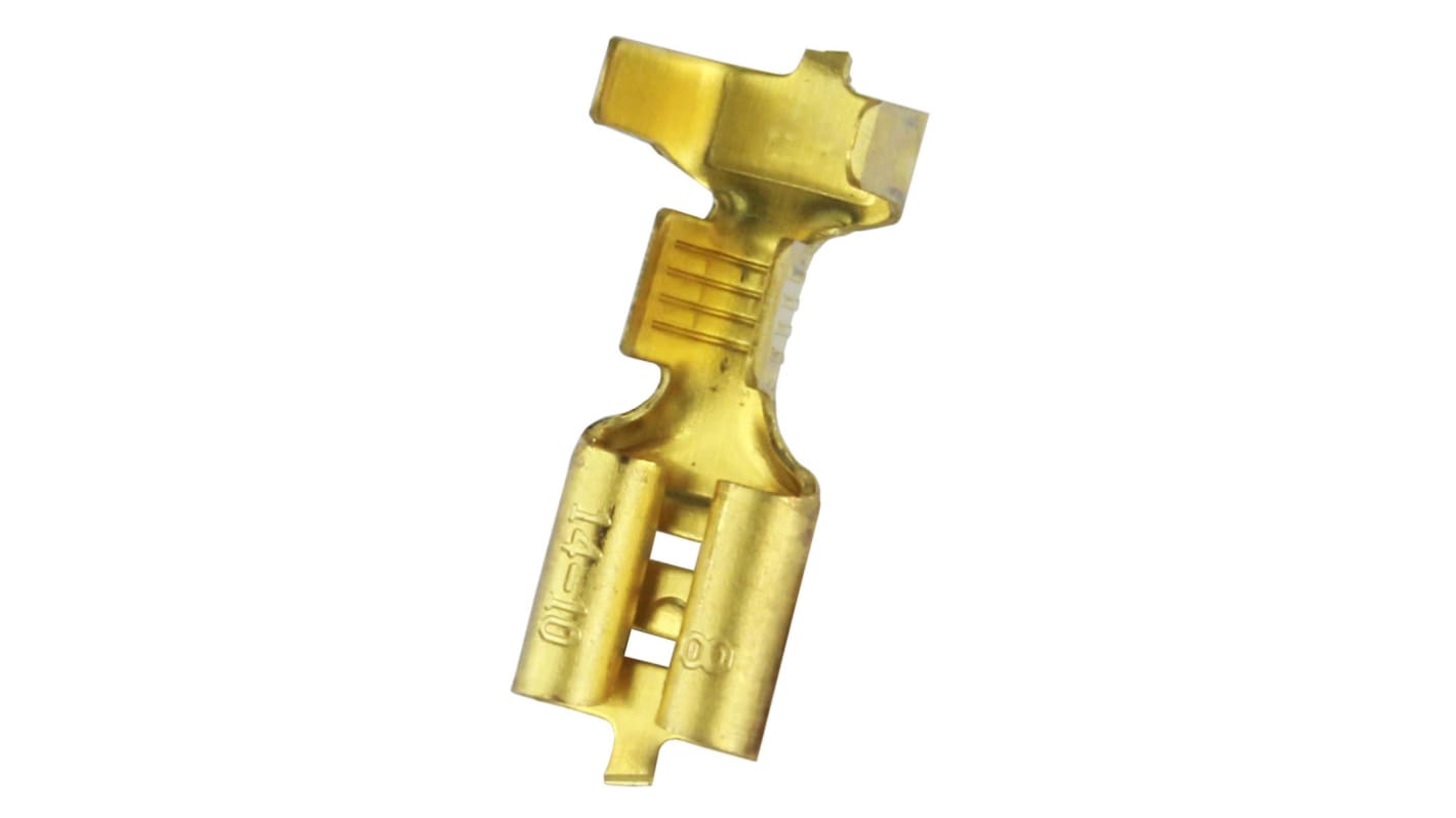 RS PRO Uninsulated Female Spade Connector, Open barrel, 6.35 x 0.8mm Tab Size, 2mm² to 6mm²