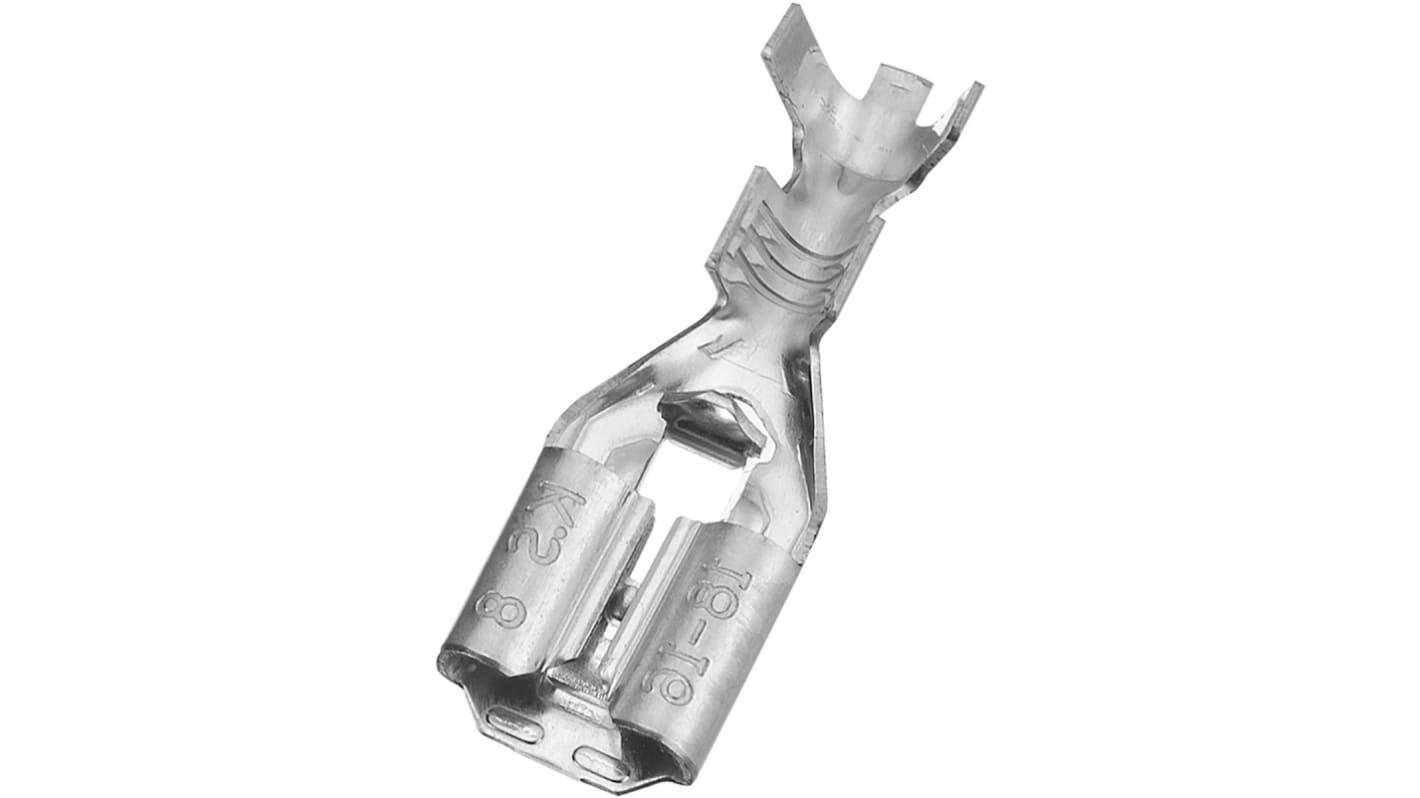 RS PRO Uninsulated Female Spade Connector, Open barrel, 6.35 x 0.8mm